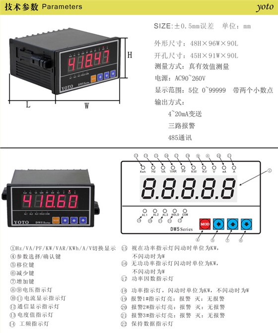 DW5電參數(shù)表