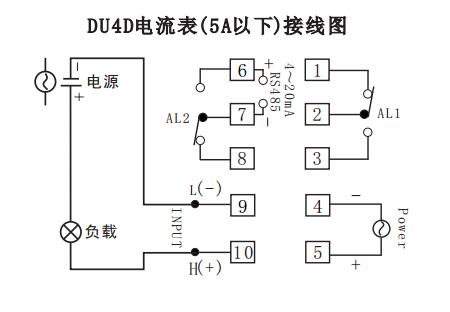 DU4D數(shù)顯電流表直接接線示例圖