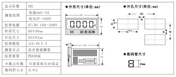 DX數(shù)字?jǐn)?shù)顯電壓表交流直流